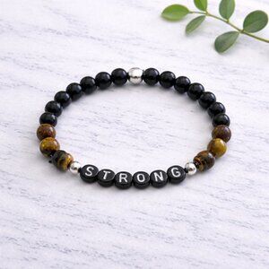 STRONG Obsidian and Tiger's Eye Bracelet 6mm Beads Jewelry Gift Ready